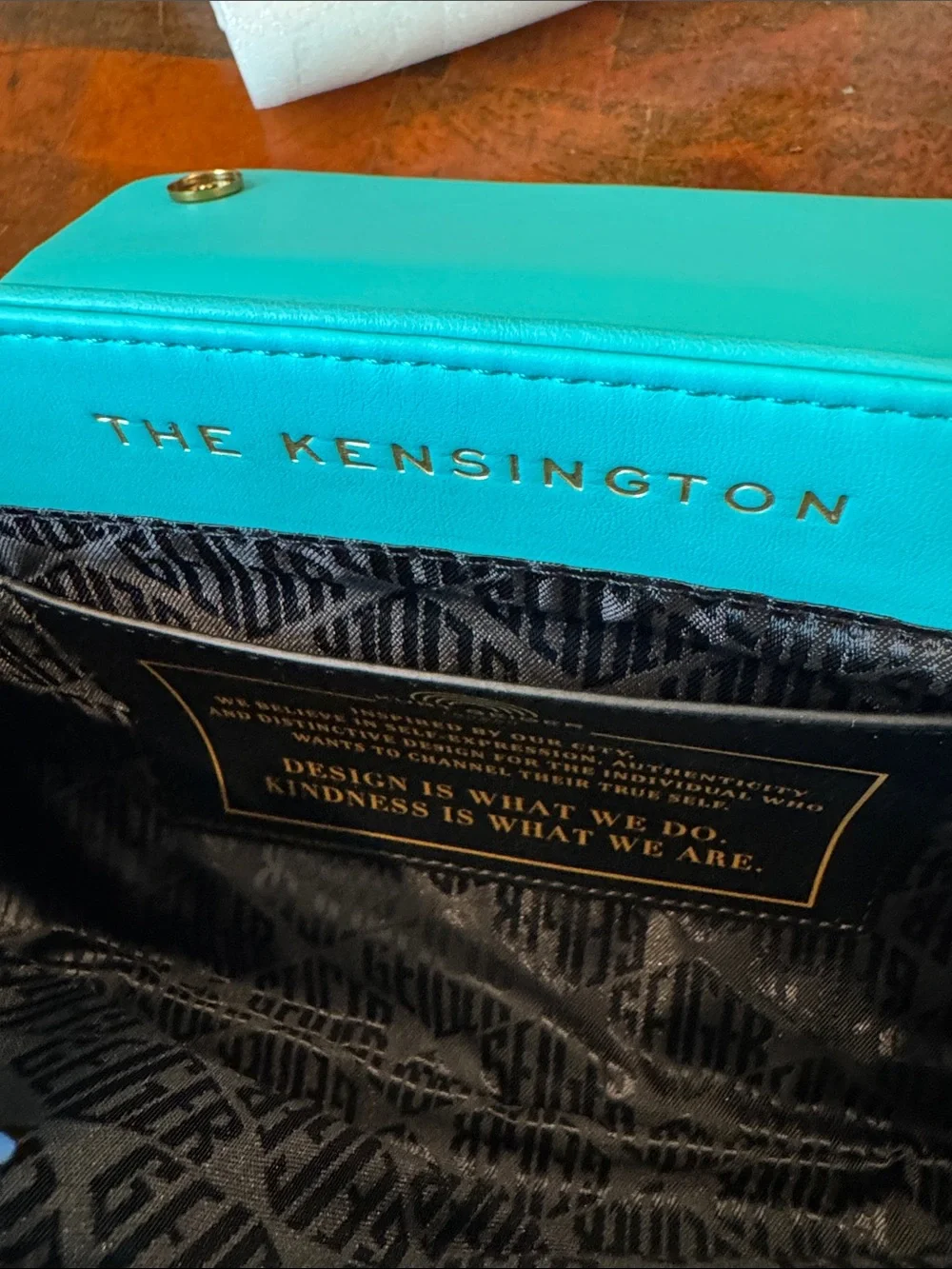 Kurt Geiger Turquoise Quilted Shoulder Bag with Gold Chain